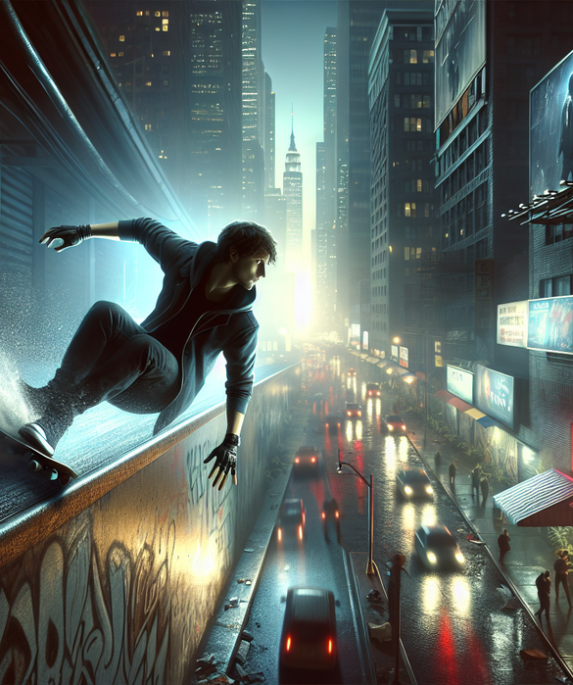 alt_text: Koichi berdiri gagah dengan pose heroik, bayangan Deku tampak sempurna di belakangnya.