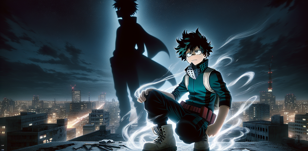 alt_text: Koichi meniru gaya Deku, mencerminkan bayangannya dalam My Hero Academia.