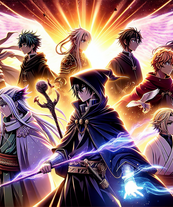 alt_text: Sepuluh karakter anime heroik ikonik beraksi dengan penuh semangat dan keberanian.