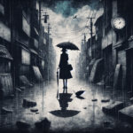 "alt_text": "Visualisasi suram dari perjalanan dan masa depan misterius di Goodnight Punpun."