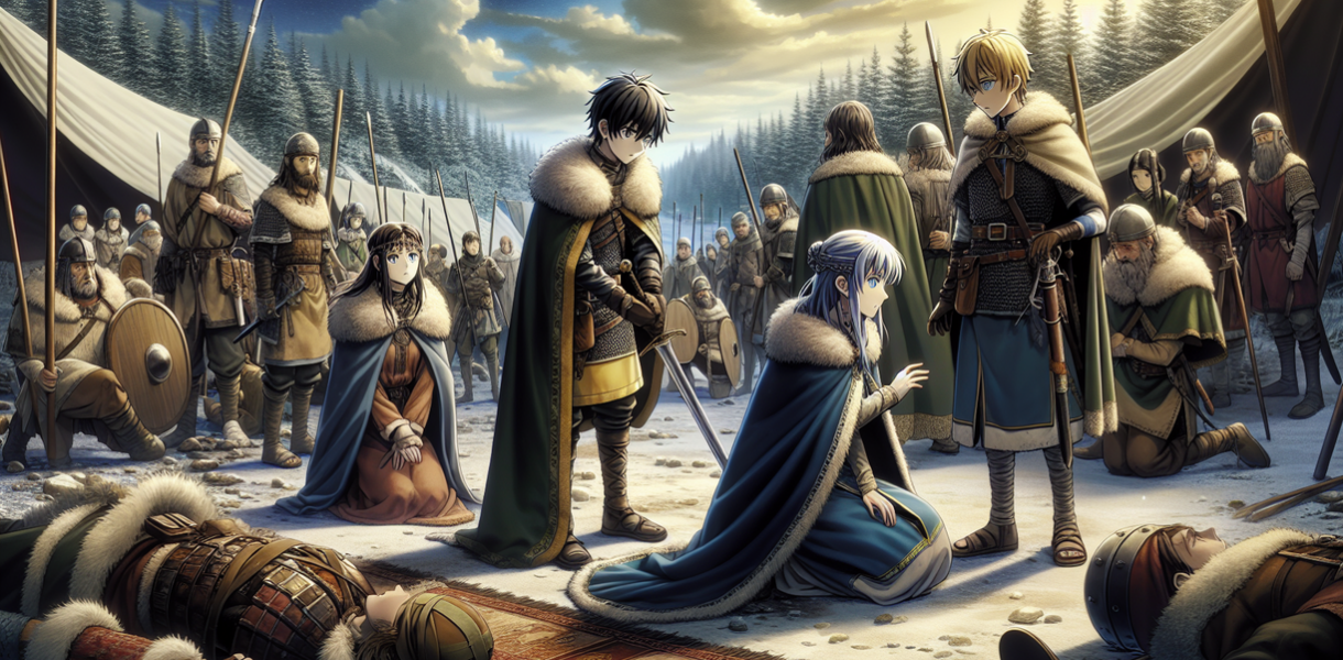 alt_text: Sampul Vinland Saga menampilkan karakter utama dalam adegan dramatis yang ikonik.