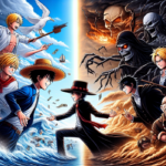 alt_text: Karakter One Piece bertarung dengan makhluk Jujutsu Kaisen di tengah kota.