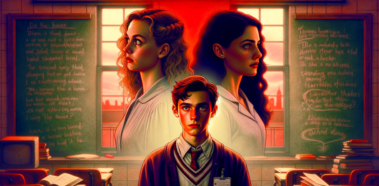 alt_text: Ilustrasi cinta segitiga yang rumit dari anime Domestic Girlfriend.