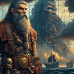 "alt_text": "Poster kilas balik gelap One Piece featuring karakter Harald & Era Rocks."