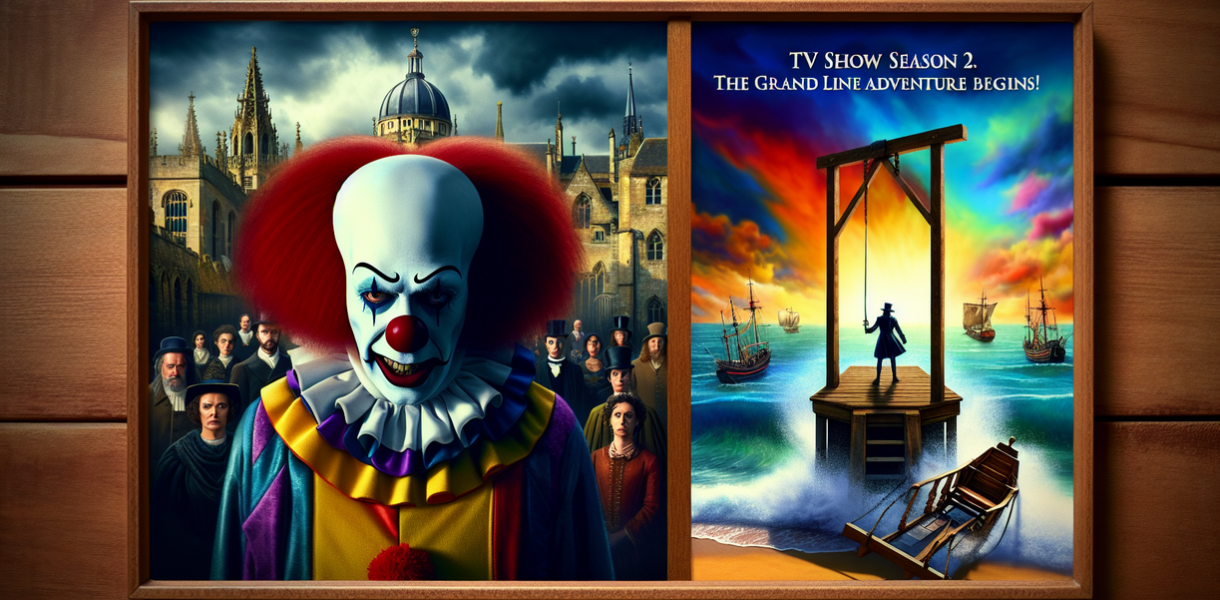 alt_text: "Poster One Piece musim 2 dengan Luffy bersiap dan Buggy yang kembali."