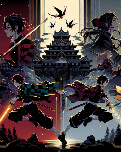 alt_text: "Infinity Castle dari Demon Slayer dengan sorotan kejutan anime baru yang menegangkan."