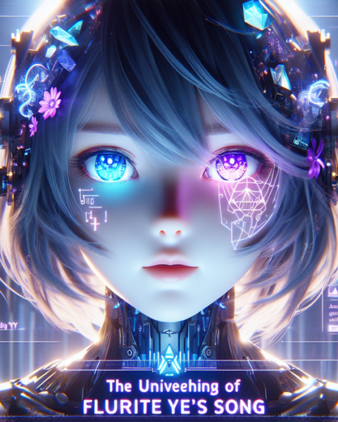 alt_text: Titan bertarung di panggung opera futuristis dengan cahaya neon dan kostum AI canggih.