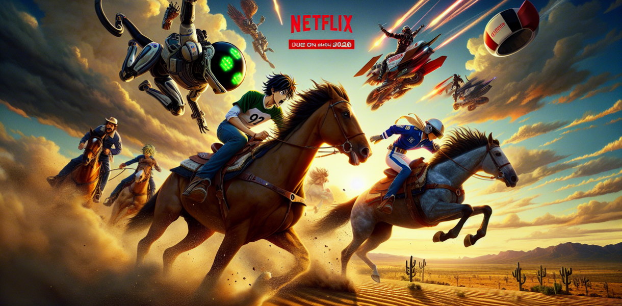 alt_text: "Steel Ball Run JoJo tayang di Netflix mulai Maret 2026."