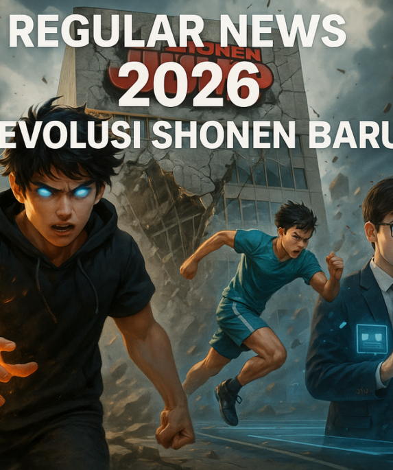 alt_text: Sampul majalah mengumumkan tiga komik baru menggemparkan di Shonen Jump edisi terbaru.
