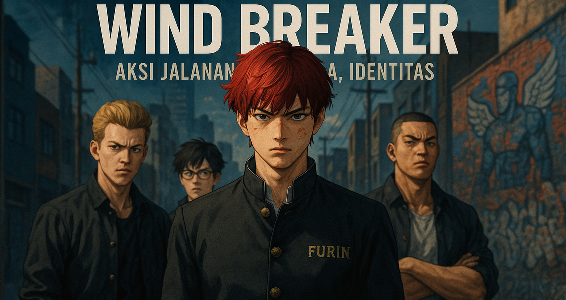 alt_text: Karakter beraksi dalam anime "Wind Breaker", memadukan aksi dan dinamika pertarungan jalanan.