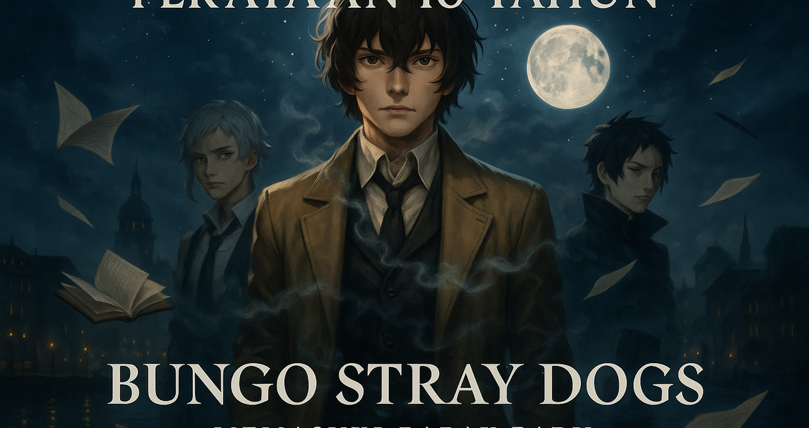 alt_text: Poster Bungo Stray Dogs, memperingati satu dekade, menyoroti momen penting baru.