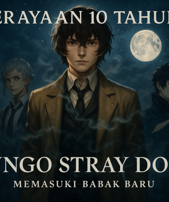 alt_text: Poster Bungo Stray Dogs, memperingati satu dekade, menyoroti momen penting baru.