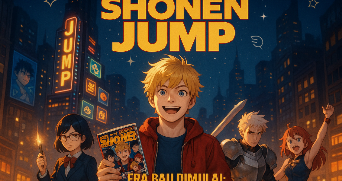 alt_text: "Gelombang anime baru Shonen Jump Juni dengan karakter-karakter terbaru."