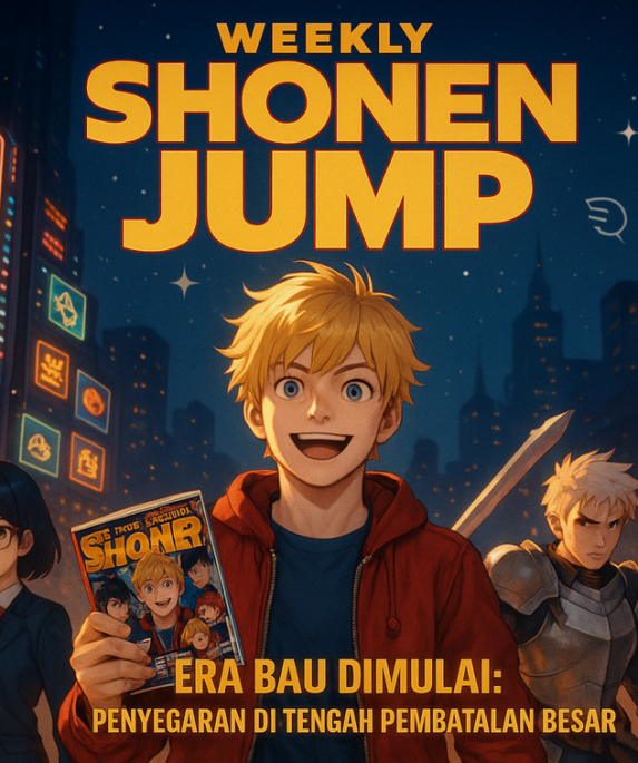 alt_text: "Gelombang anime baru Shonen Jump Juni dengan karakter-karakter terbaru."