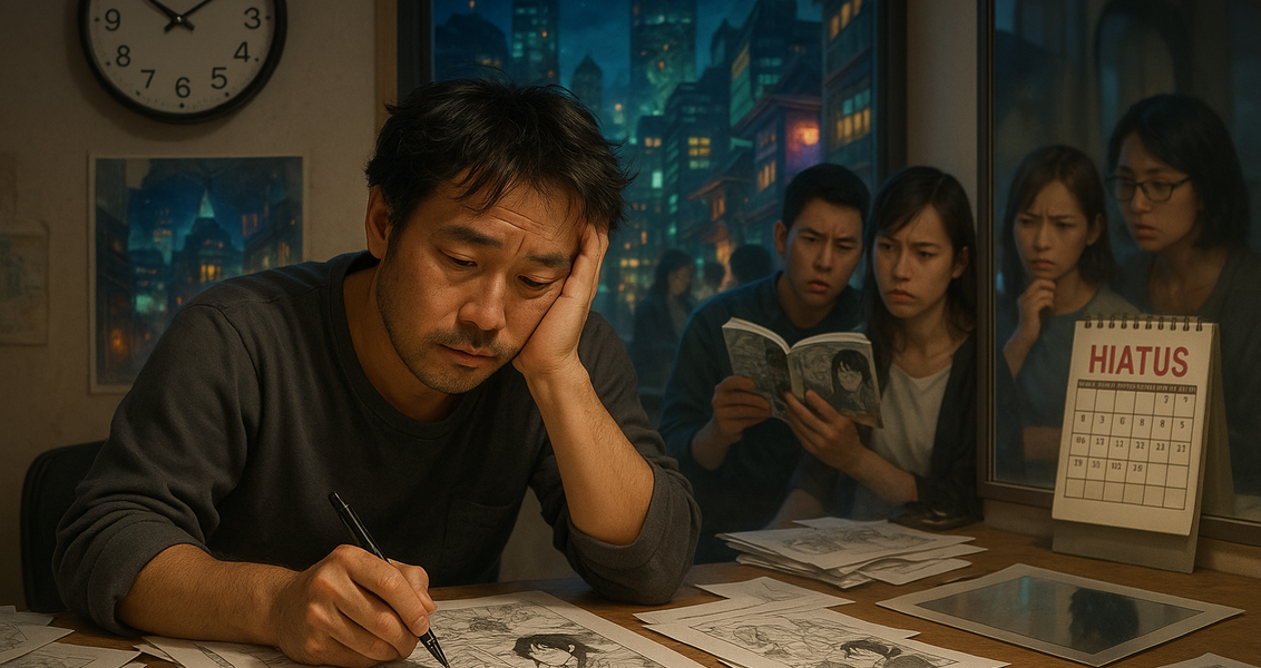 alt_text: Judul berita tentang jeda Gokurakugai dan tantangan yang dihadapi Shonen Jump.